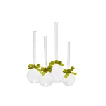 Two's Company Hand-Blown Glass Cylinder Vase Set with Sage Green Ribbon, 4-Piece Assorted Sizes thumbnail 2