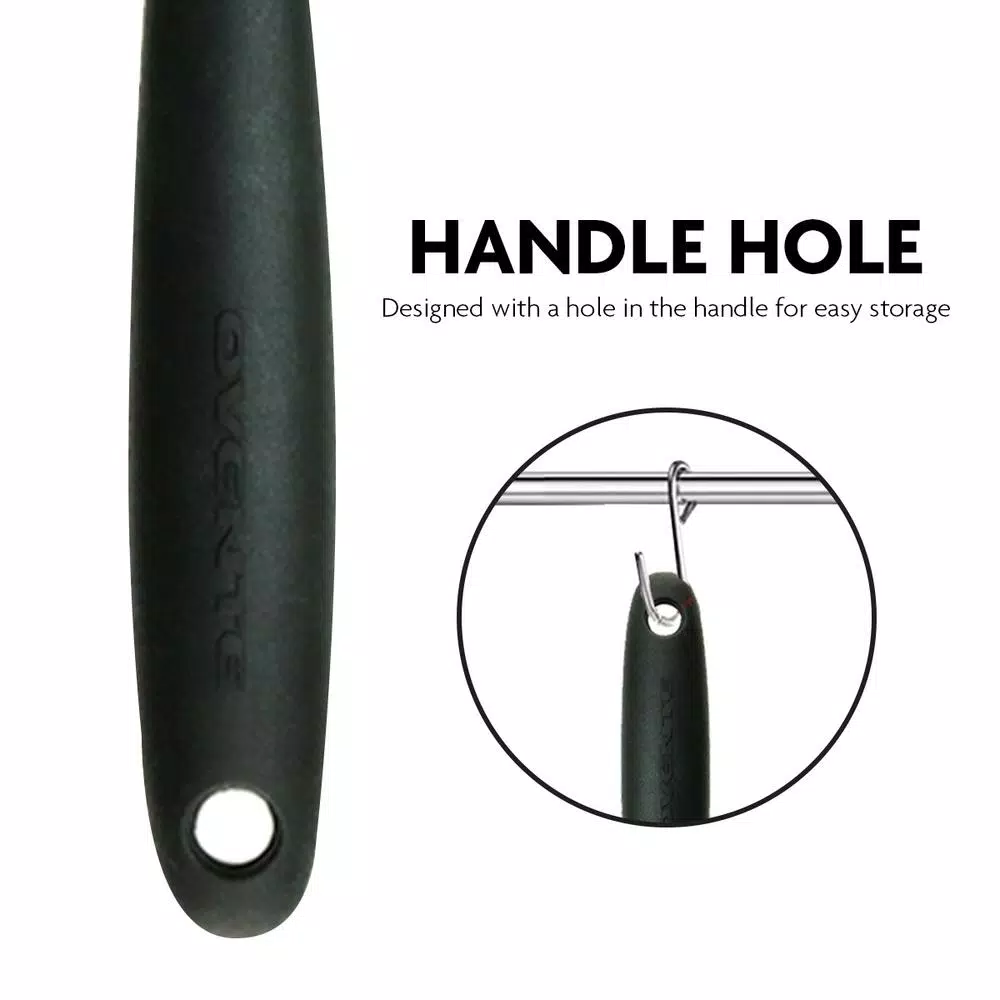 Ovente Premium Silicone Spatula with Stainless Steel Core, Heat Resistant up to 500°F, BPA-Free, Black