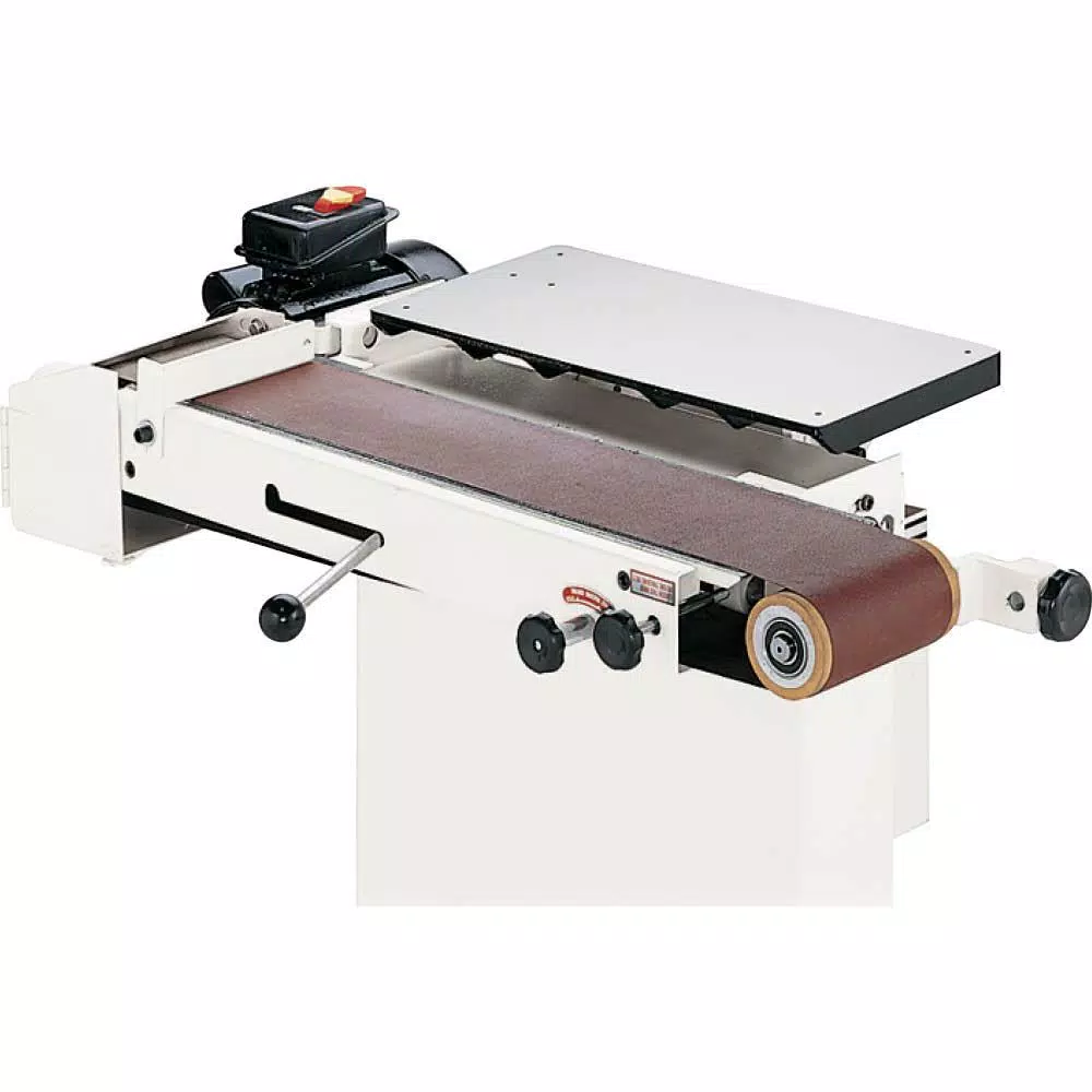 Shop Fox 1-1/2 HP 6 in. x 80 in. Edge Belt Sander with Cast-Iron Tables and Stand