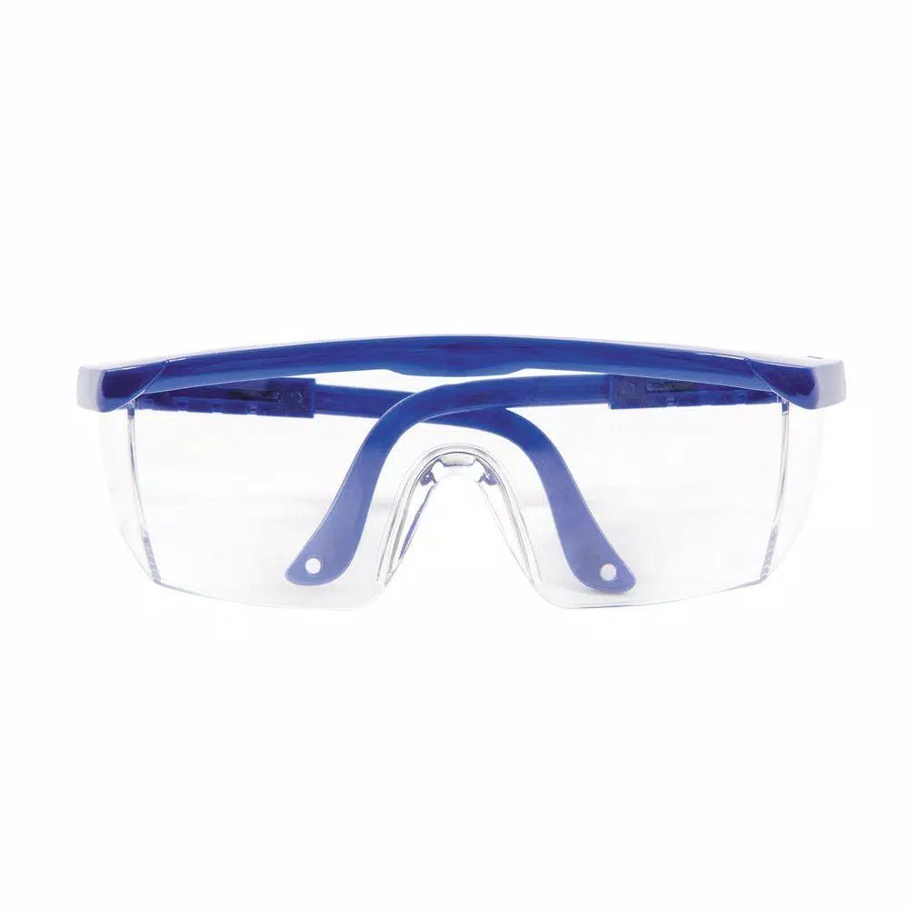 Sun Joe Protective Safety Glasses with Adjustable Frame and Clear Polycarbonate Lenses, Blue