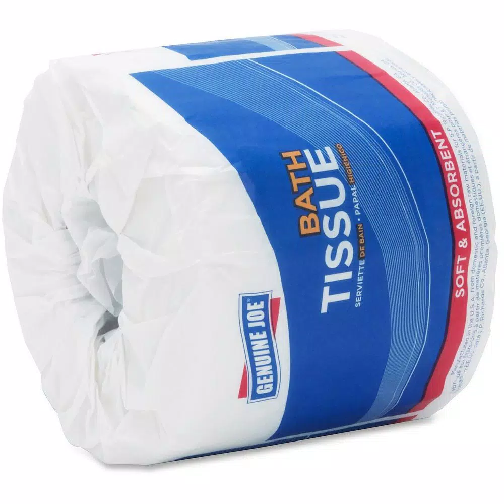 Genuine Joe White 2-Ply Recycled Fiber Bath Tissue, 96 Rolls per Carton (500 Sheets per Roll)