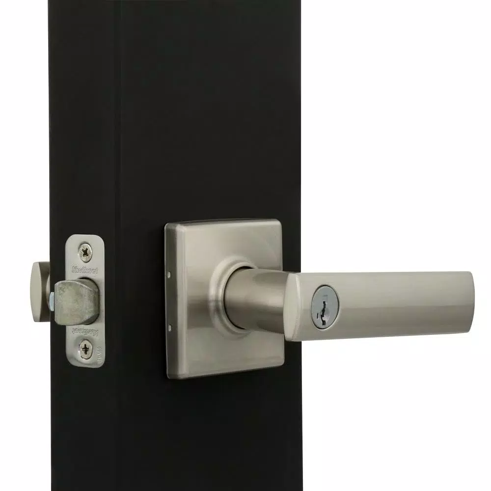 Kwikset Vedani Satin Nickel Square Exterior Entry Door Lever with SmartKey Security