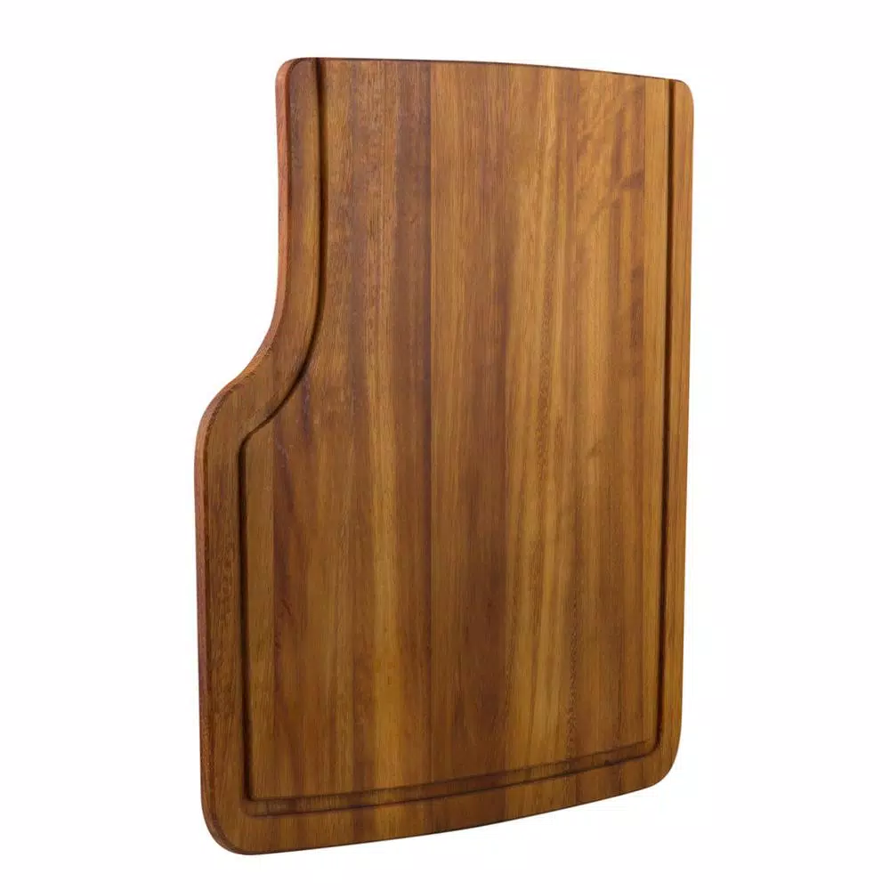 ALFI BRAND Iroko Wood Cutting Board - Large Rectangular Butcher Block for Chopping and Serving