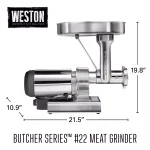 Weston Butcher Series #22 1 HP Electric Meat Grinder with Sausage Stuffing Kit thumbnail 2