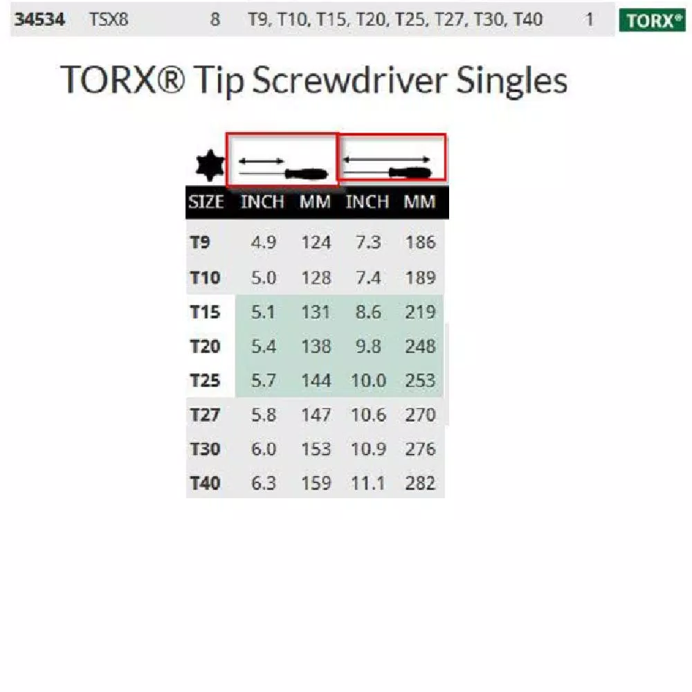 Bondhus 8-Piece TORX Screwdriver Set with ProGuard Finish