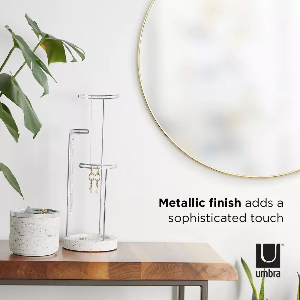 Umbra Hubba 34-inch Round Contemporary Brass Wall Mirror
