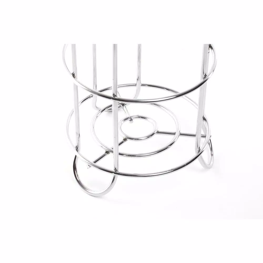 Basicwise Chrome Wire Metal Freestanding Toilet Paper Holder and Magazine Storage Rack