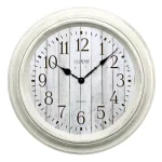 La Crosse Technology 14 in. Round White Distressed Barn Wood Style Wall Clock with Quartz Movement thumbnail 2