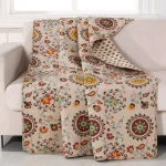 Greenland Home Fashions Andorra Multi Quilted Cotton Throw, Reversible Southwestern Floral Pattern thumbnail 1