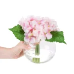 Pure Garden 7.5 in. Pink Hydrangea Artificial Floral Arrangement in Glass Vase thumbnail 5