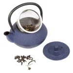 Creative Home Kyusu Blue Cast Iron Tea Pot with Removable Stainless Steel Infuser Basket, 10 oz. thumbnail 3