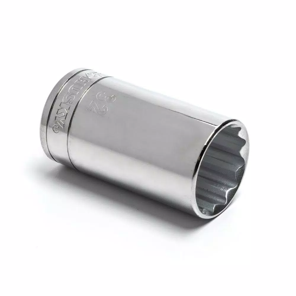 Husky 1/2 in. Drive 12-Point Deep Metric Socket, 32 mm