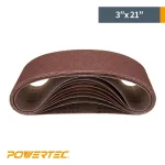POWERTEC 180 Grit Aluminum Oxide Sanding Belts, 3 in. x 21 in. (10-Pack) thumbnail 3