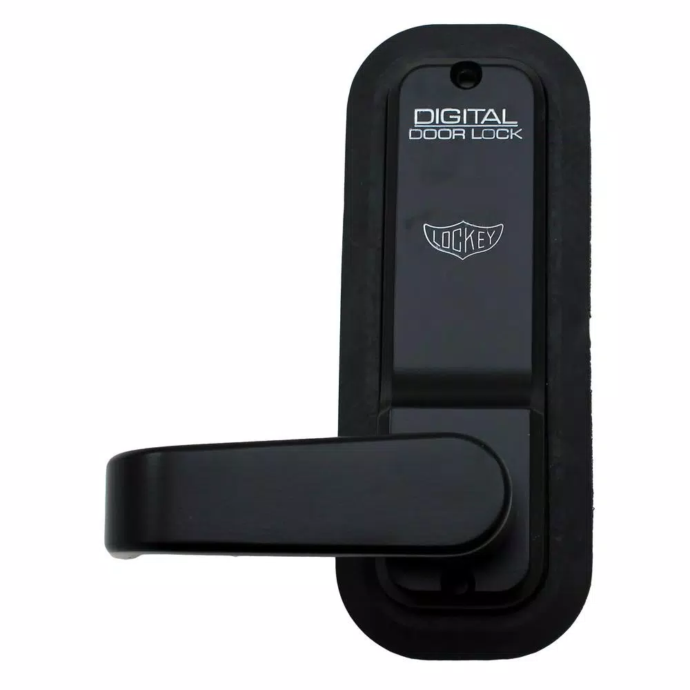 Unbranded LockeyUSA 2835 Jet Black Mechanical Keyless Digital Door Lock Lever Set