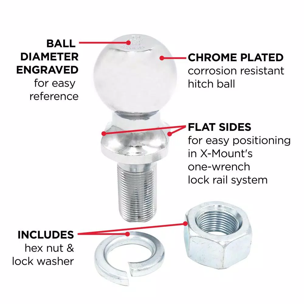TowSmart 1-7/8 in. Chrome Hitch Ball with Wrench Flats