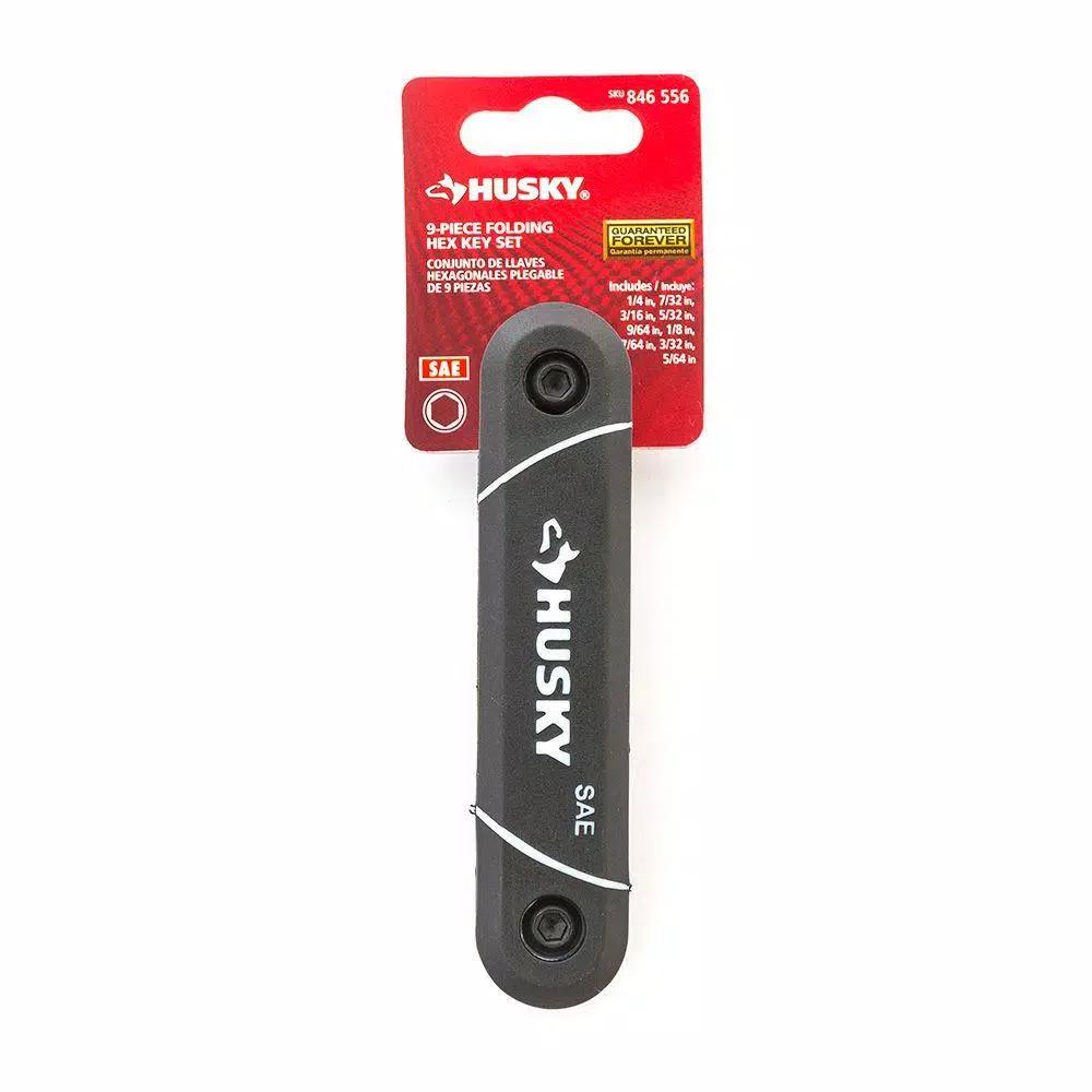 Husky 9-Piece SAE Folding Hex Key Set, Alloy Steel