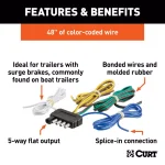 CURT 5-Way Flat Trailer Side Connector Plug with 48" Color-Coded Wires thumbnail 3