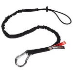 Ergodyne Squids 3100 Black Extended Shock-Absorbing Tool Lanyard with Single Carabiner thumbnail 1