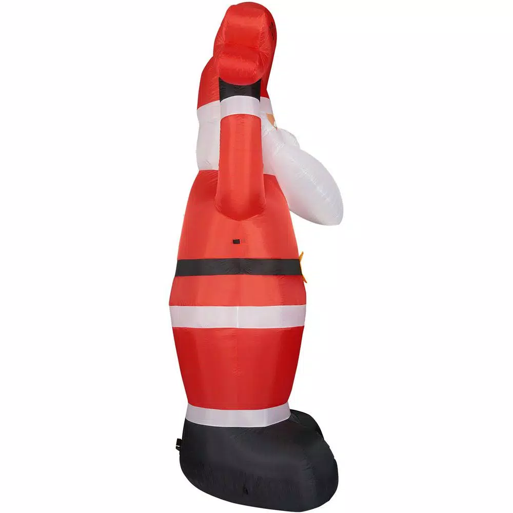 Fraser Hill Farm 10 ft. Santa Claus Inflatable with HO HO HO Sign and White Lights