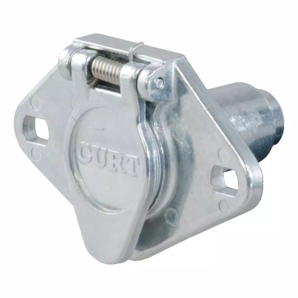 CURT 6-Way Round Vehicle-Side Connector Socket, Diecast Metal
