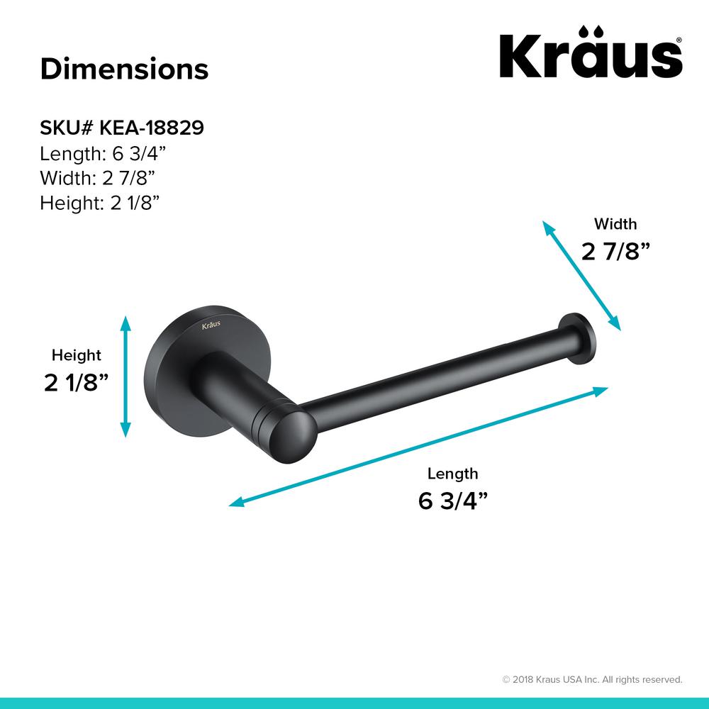 KRAUS Elie Matte Black Solid Brass Toilet Paper Holder