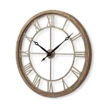 Mercana Mething 31.5 in. Oversized Farmhouse Wood Wall Clock with Roman Numerals thumbnail 1