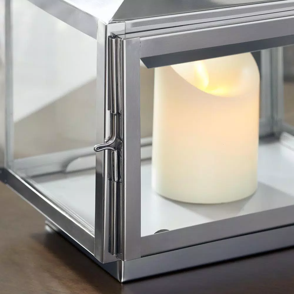 Home Decorators Collection Silver Stainless Steel Candle Lanterns, Set of 2