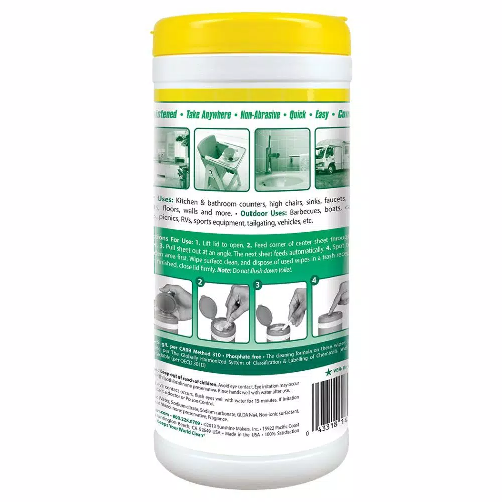 Simple Green Lemon Scent All-Purpose Cleaning Wipes, 40-Count (Case of 12)