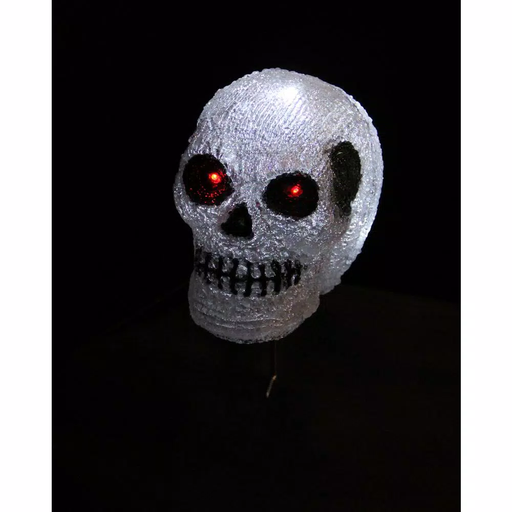 Novolink 7.9 in. White LED Decorative Skull Halloween Light - Handcrafted Indoor/Outdoor Decor