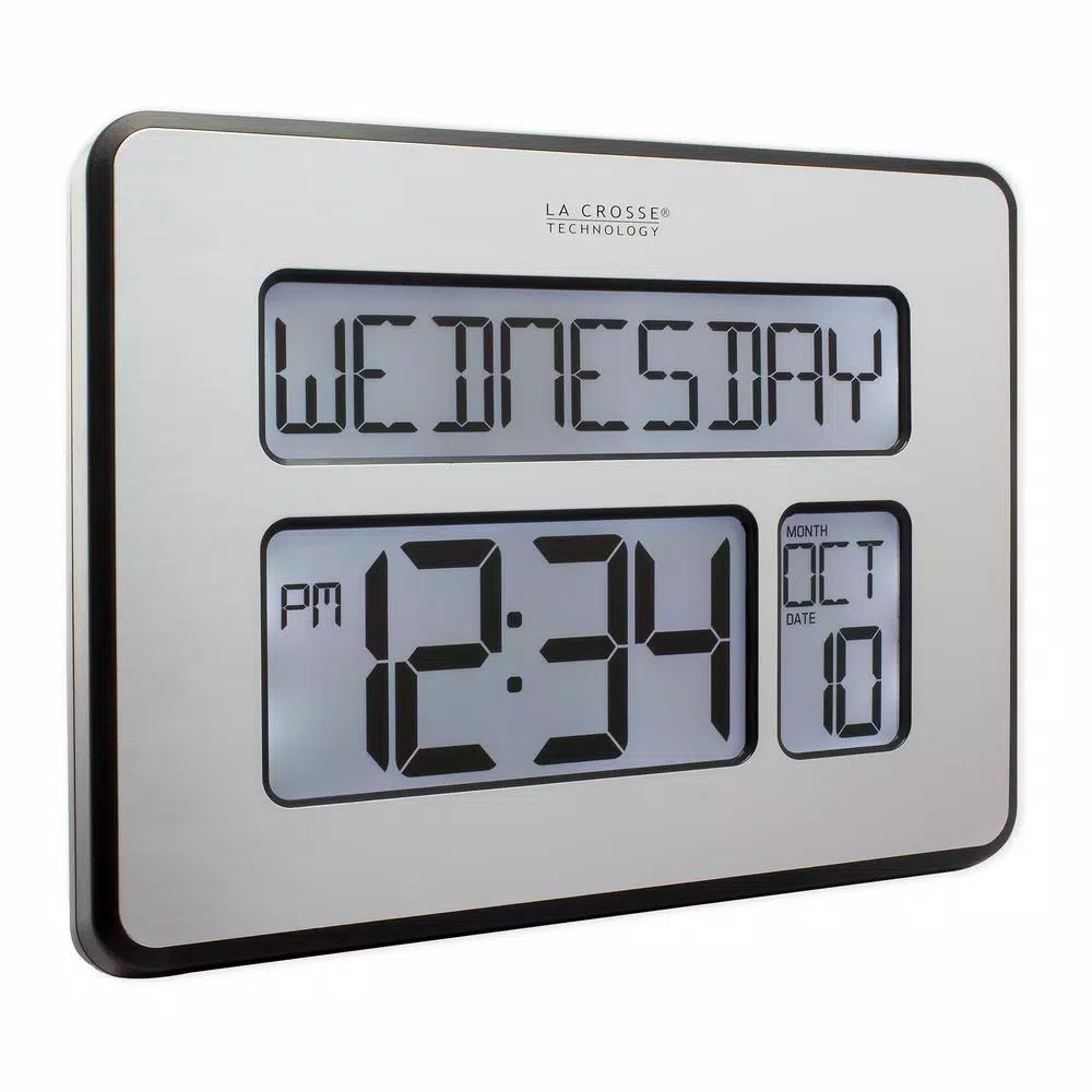 La Crosse Technology Atomic Full Calendar Digital Wall Clock with Extra Large Digits and Backlight