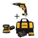 DEWALT 20V MAX XR Brushless Drywall Screw Gun & 5 in. Random Orbital Sander Kit thumbnail 1
