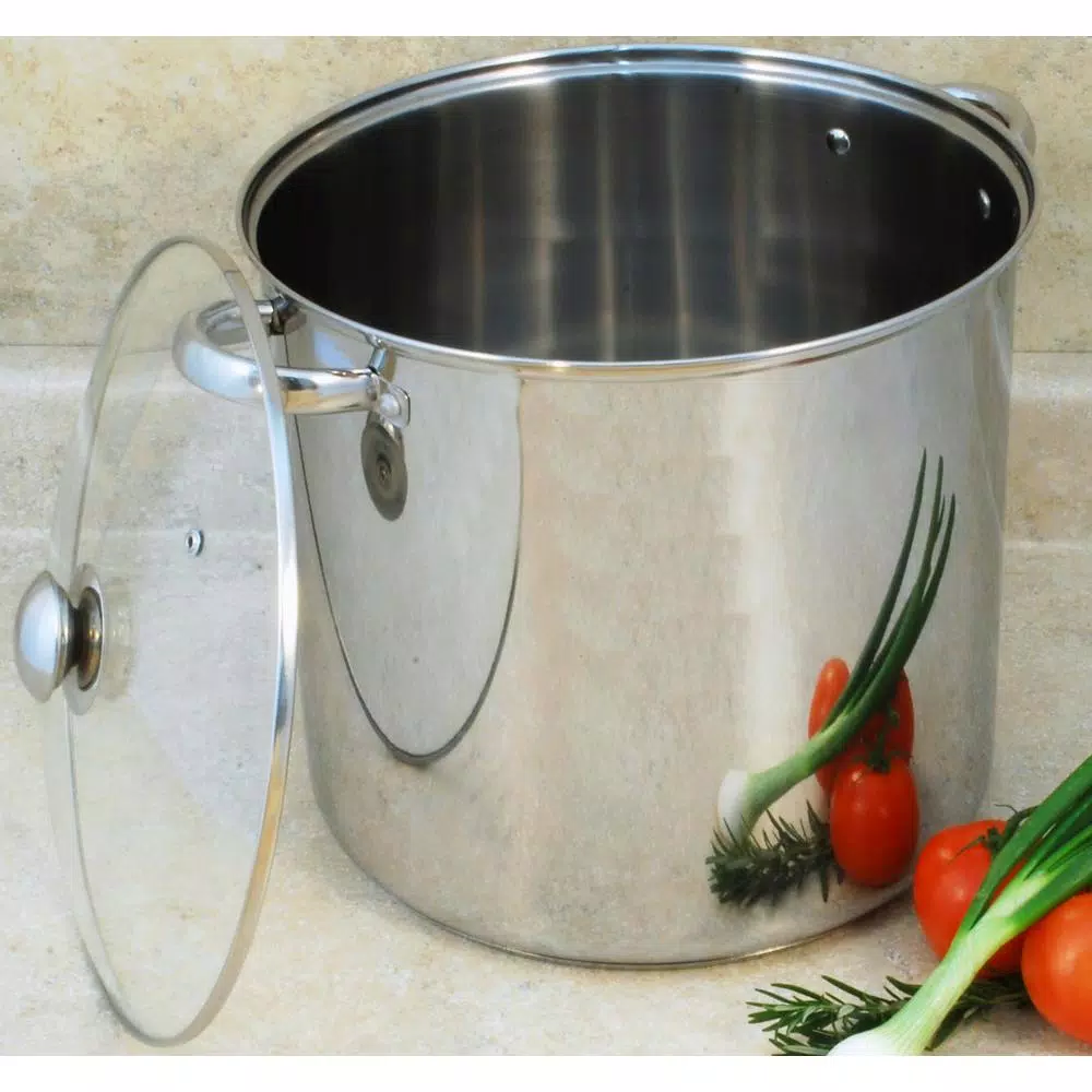 ExcelSteel 12 qt. Stainless Steel Stock Pot with Tempered Glass Lid