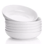 Sweese Porcelain Pasta Bowls, 22 oz Shallow Salad Bowls, Set of 6, White thumbnail 1