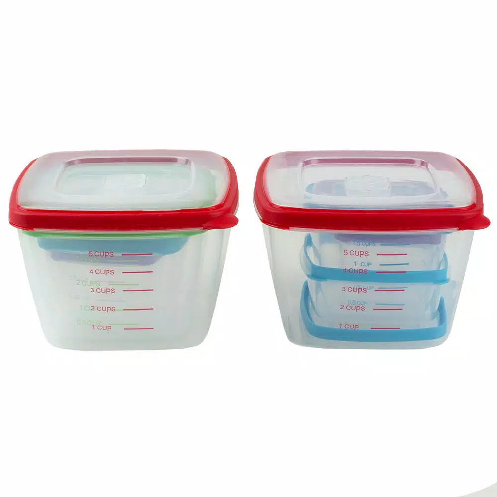 Unbranded 10-Piece Locking Round Plastic Food Storage Container Set with Airtight Snap-On Lids