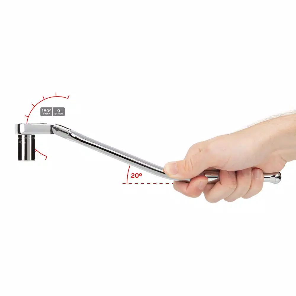 TEKTON 3/8 in. Drive x 12 in. Flex Head Bent Handle Ratchet, 90-Tooth