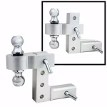 XtremepowerUS Stark 6 in. Adjustable Aluminum Trailer Drop Hitch with Dual Ball Mount thumbnail 2