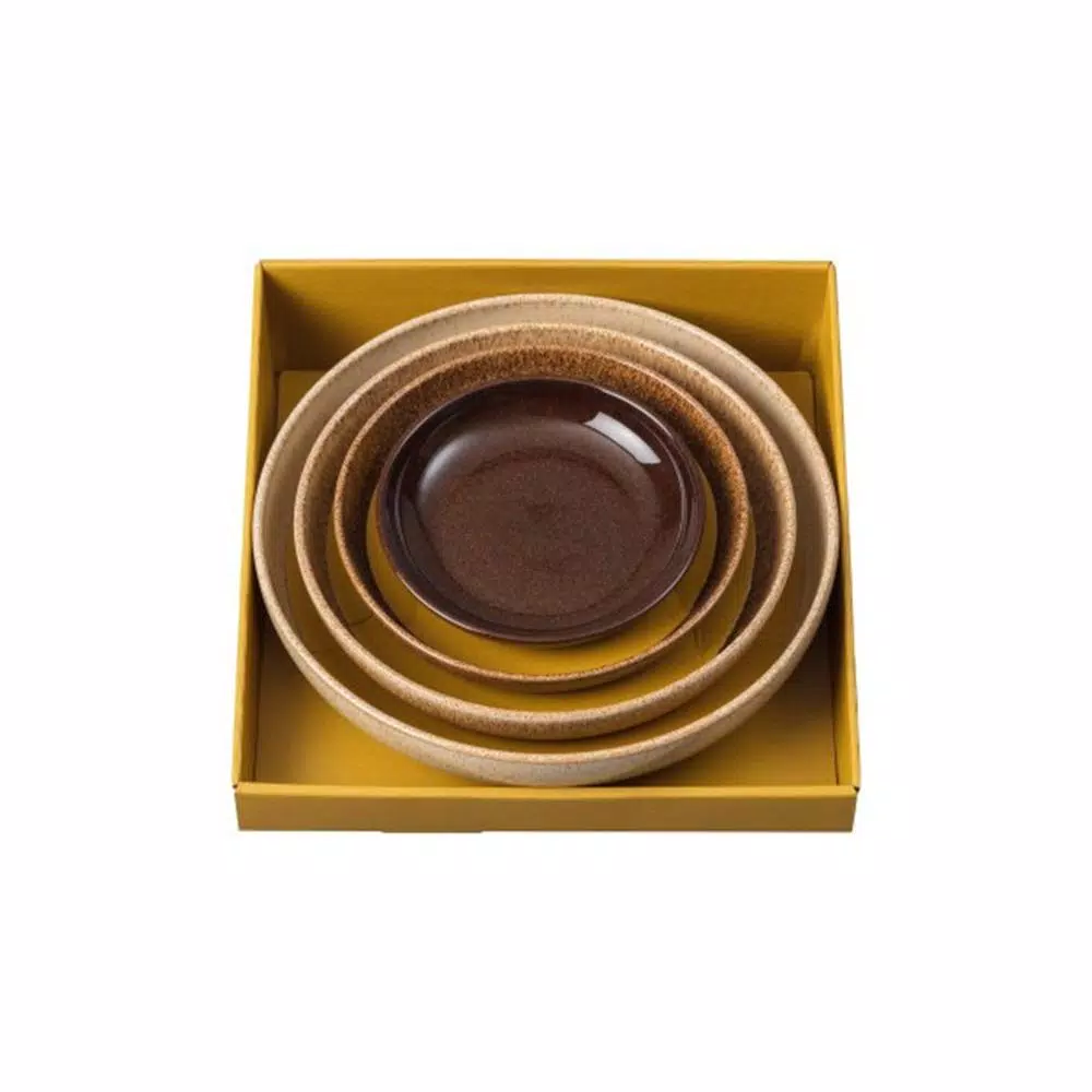 Denby Studio Craft 4-Piece Nesting Bowl Set, Brown Clay Serving Bowls