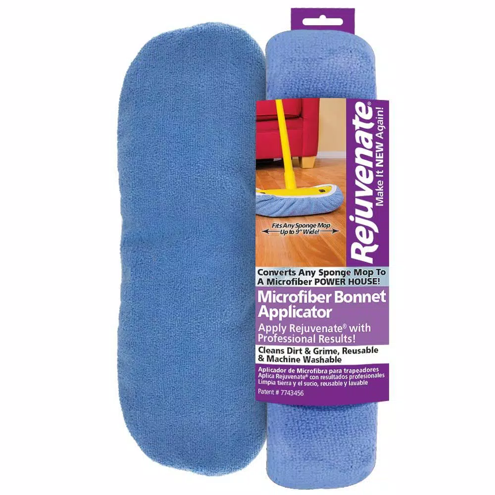 Rejuvenate Microfiber Bonnet Applicator Wet Mop Pad Refill, Blue (3-Pack)