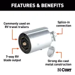 CURT 7-Way Round RV Blade Connector Plug, Trailer Side, Diecast Metal thumbnail 3