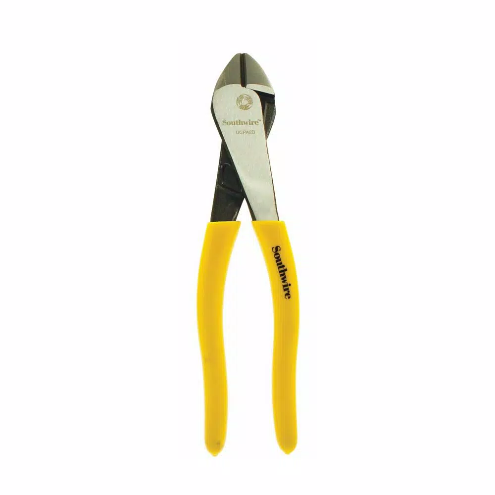 Southwire 8 in. High-Leverage Angled Head Diagonal Cutting Pliers with Dipped Handles