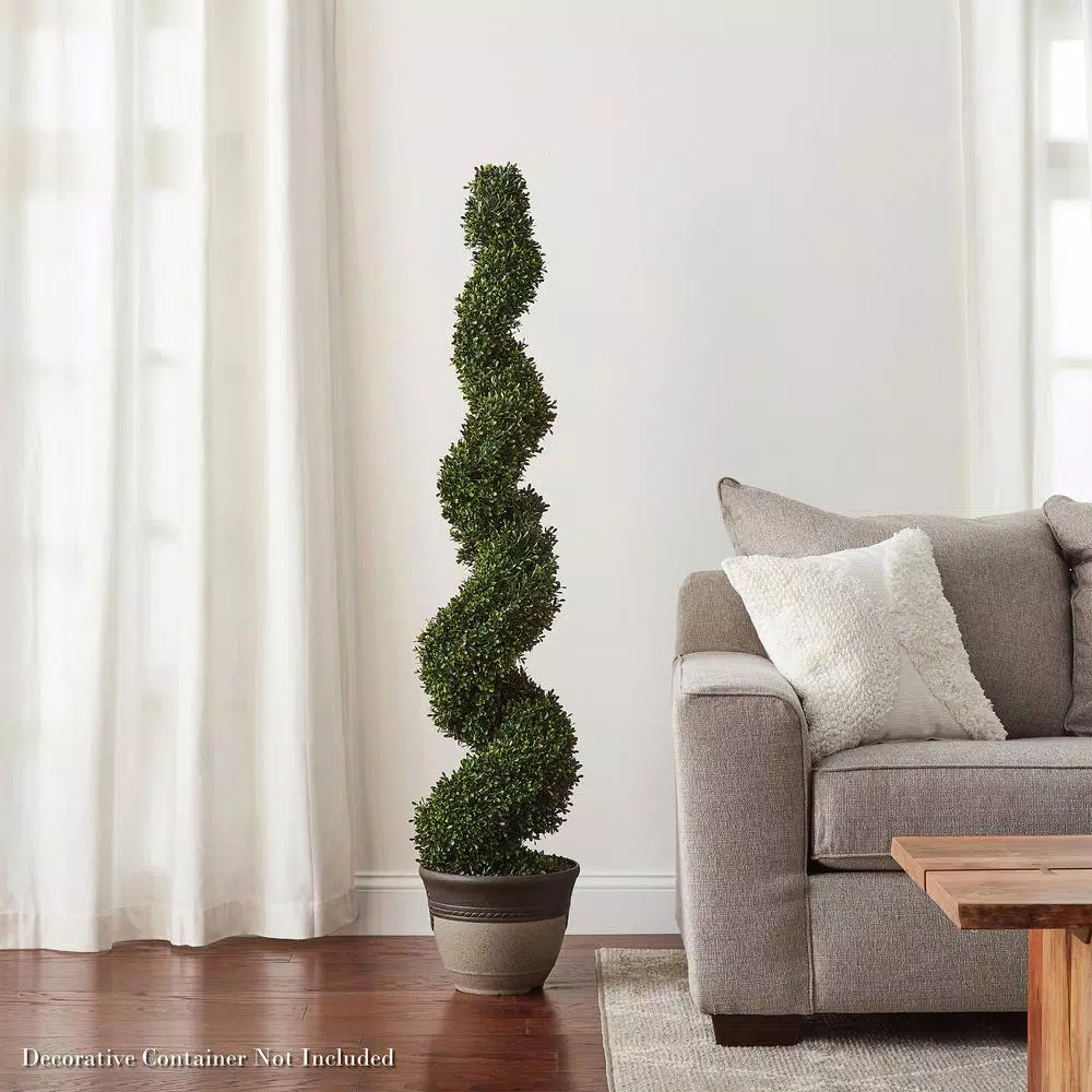 Pure Garden 60 in. Faux Boxwood Spiral Topiary Artificial Plant