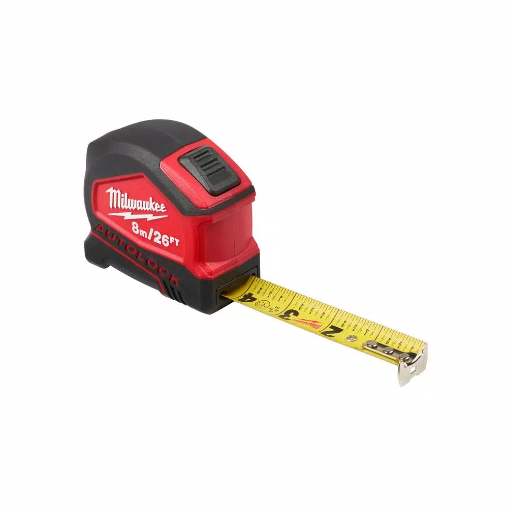 Milwaukee 26 ft. Compact Auto-Lock Tape Measure with Fractional Scale