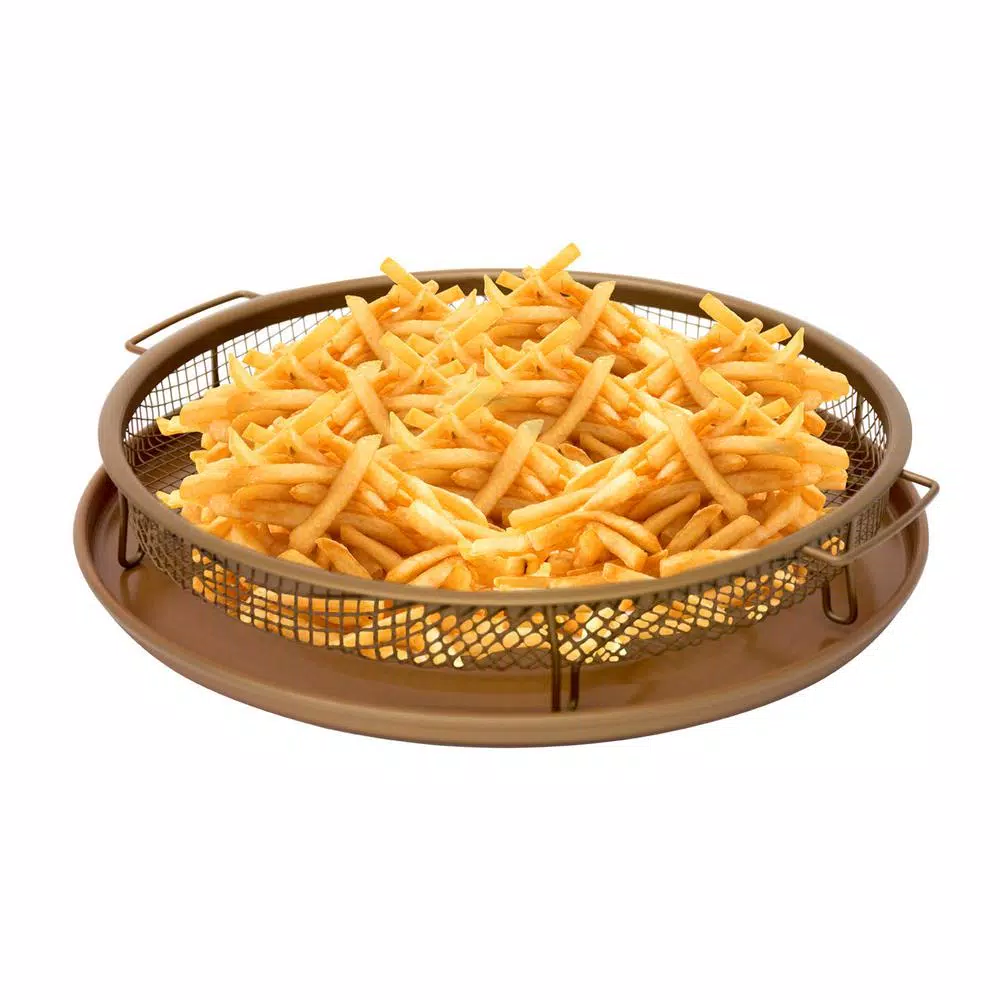 Gotham Steel 12 in. Ti-Ceramic Non-Stick Round Crisper Tray & Basket Set