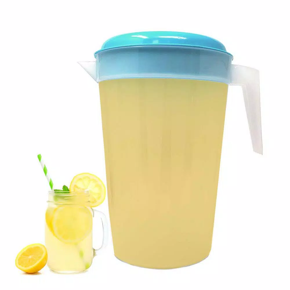 LavoHome 1 Gallon Clear Plastic Pitcher Jugs with Lids, 6-Pack, Assorted Colors