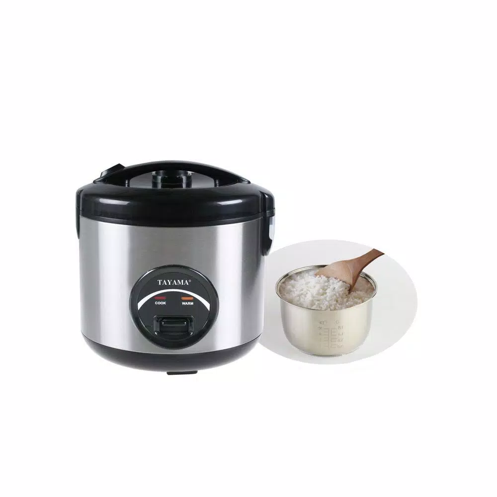 Tayama 10-Cup Stainless Steel Rice Cooker and Food Steamer, 700W