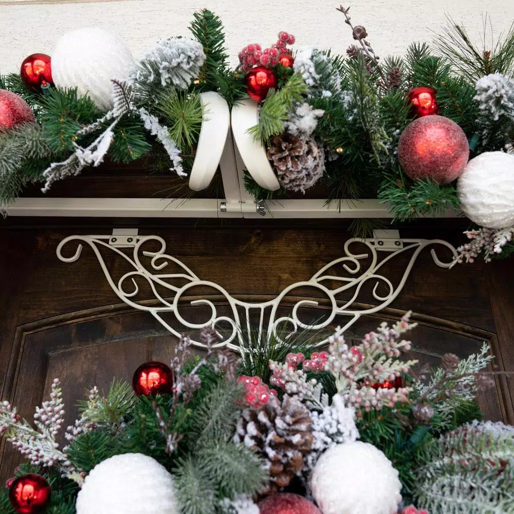 Village Lighting Company 9 ft. Frosted Wonderland Pre-Lit LED Christmas Garland, Red and White Candycane Theme