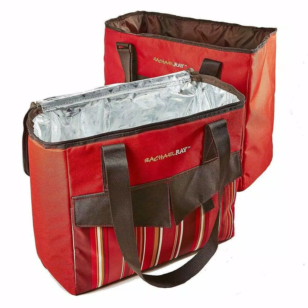 Rachael Ray ChillOut To Go Thermal Tote Set - Red 2-Piece Insulated Cooler and Dry Storage Bag