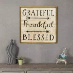 Winsome House Grateful Thankful Blessed Wood Inspirational Wall Plaque - 24in Rustic Home Accent thumbnail 2