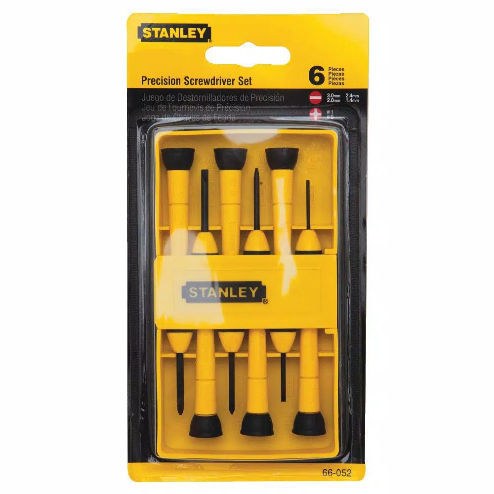 Stanley 6-Piece Precision Screwdriver Set with Swivel-Head Handles and Storage Case