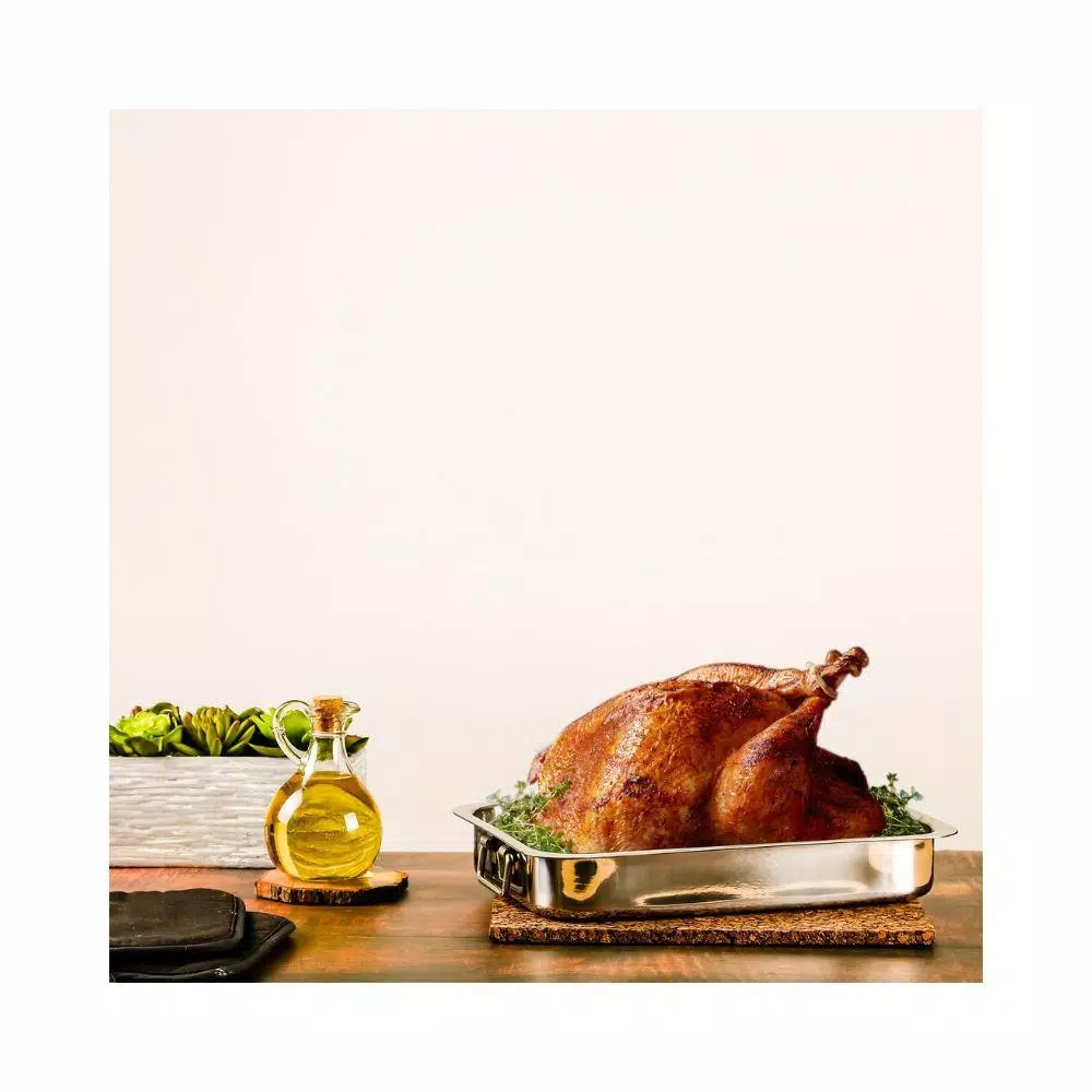 Ovente 13 x 9.3 in. Stainless Steel Roasting Pan with Wire Rack and Handles